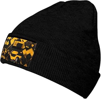 YQxwJL Mustard Yellow and Black Print Unisex Beanie for Men